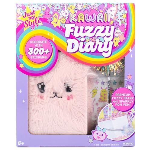 Just My Style Kawaii Fuzzy Diary, 40-Page Cute Notebook for Kids, Includes Over 300 Cute Stickers & Fluffy Pom Pen, Fun Kids Journal, Kawaii Notebook, Notebook for Girls, Great Girls Gifts Age 6-8