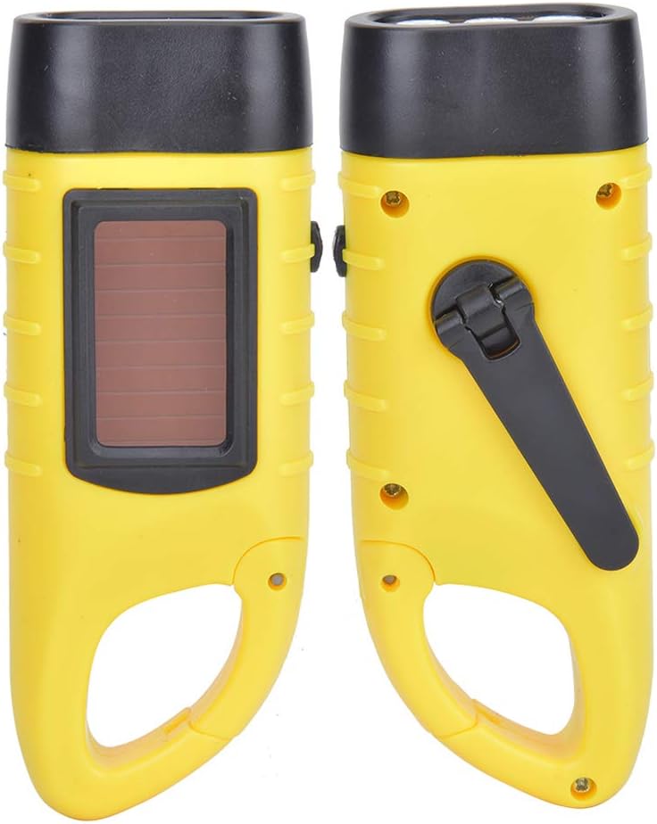 Photo voltaic Hand Crank Flashlight, AT5503 ABS Transportable LED Torch Hand Cranking Electrical energy Era, for Out of doors Sports activities