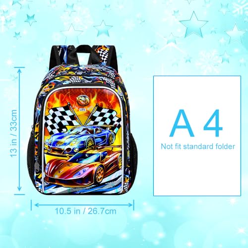 Reflective Safety Toddler Backpack for Boys – Race Car Kindergarten Bookbag with Adjustable Straps, Lightweight Preschool Bag for Little Kids4