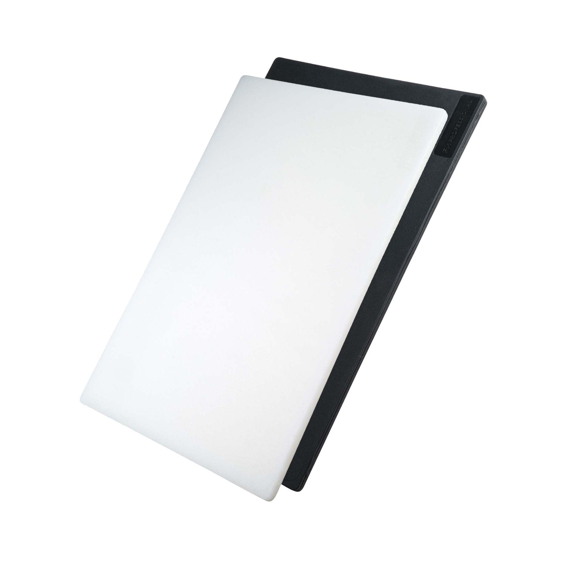 FMProfessional coppia di taglieri Bianco Nero col. HACCP, bianco per pane, lievitati e latticini, nero per carne e cibi cotti, 45 x 30 cm