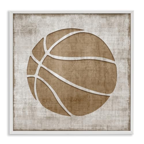 'Rustic Basketball Silhouette Shape Sports'| Framed Giclee Art