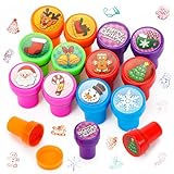 timbri per bambini,12 pezzi timbro natalizio animale regalo, gadget natalizi per bambini stampa fai da te natale regalo multicolori timbrini di inchiostrazione busta accessori