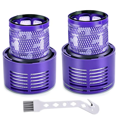 V10 Vacuum Filter Replacement for Dy V10 Cyclone Series V10 Animal V10 Absolute V10 Total Clean SV12 Part No. 969082-01 (2 Pack Filters and 1 Cleaning Brush)