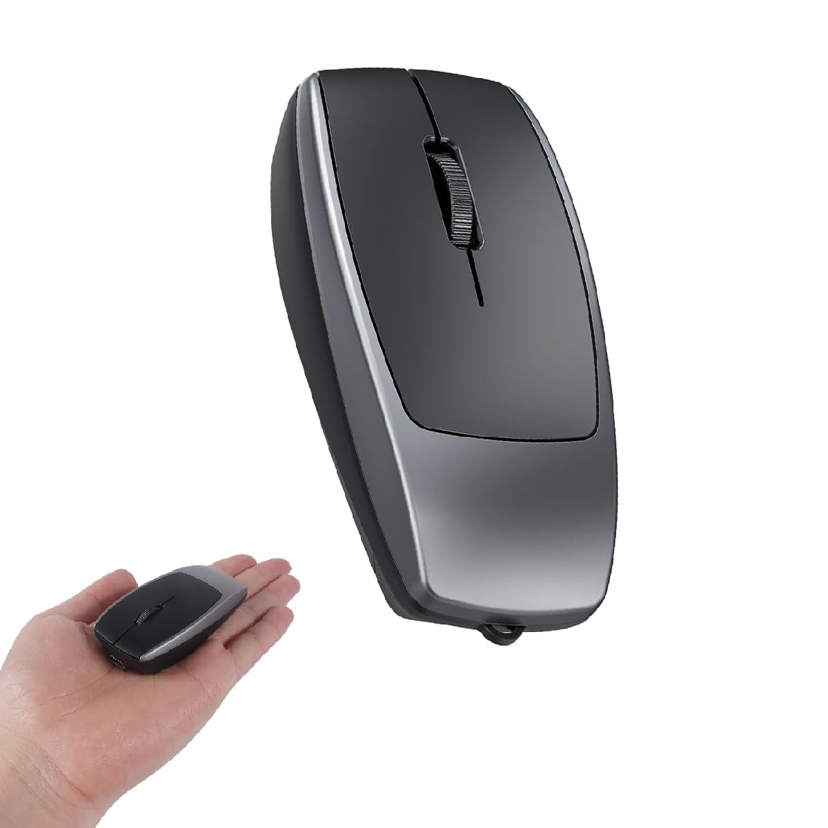 Bluetoothマウス ワイヤレス 超小型 ミニマウス Sサイズ 薄型 静音設計 光学式 多機能 TFカード カードリーダー Type-C充電式 軽量 ポータブル Windows/Android/iOS対応 グレー