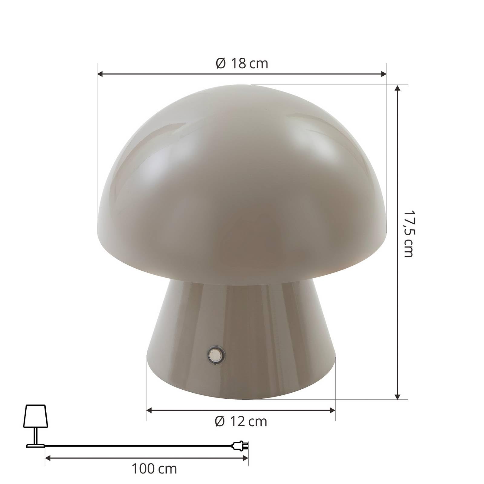 Lindby Pilzlampen Tischlampe kabellos, Pilz Lampe Touch tragbar dimmbar LED Pilzlampe Nachttischlampe USB Aufladung Nachtlicht Schlafzimmer
