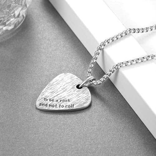 Guitar Necklace S925 Sterling Silver Music Guitar Pick Necklace Musician Gifts for Men Women3
