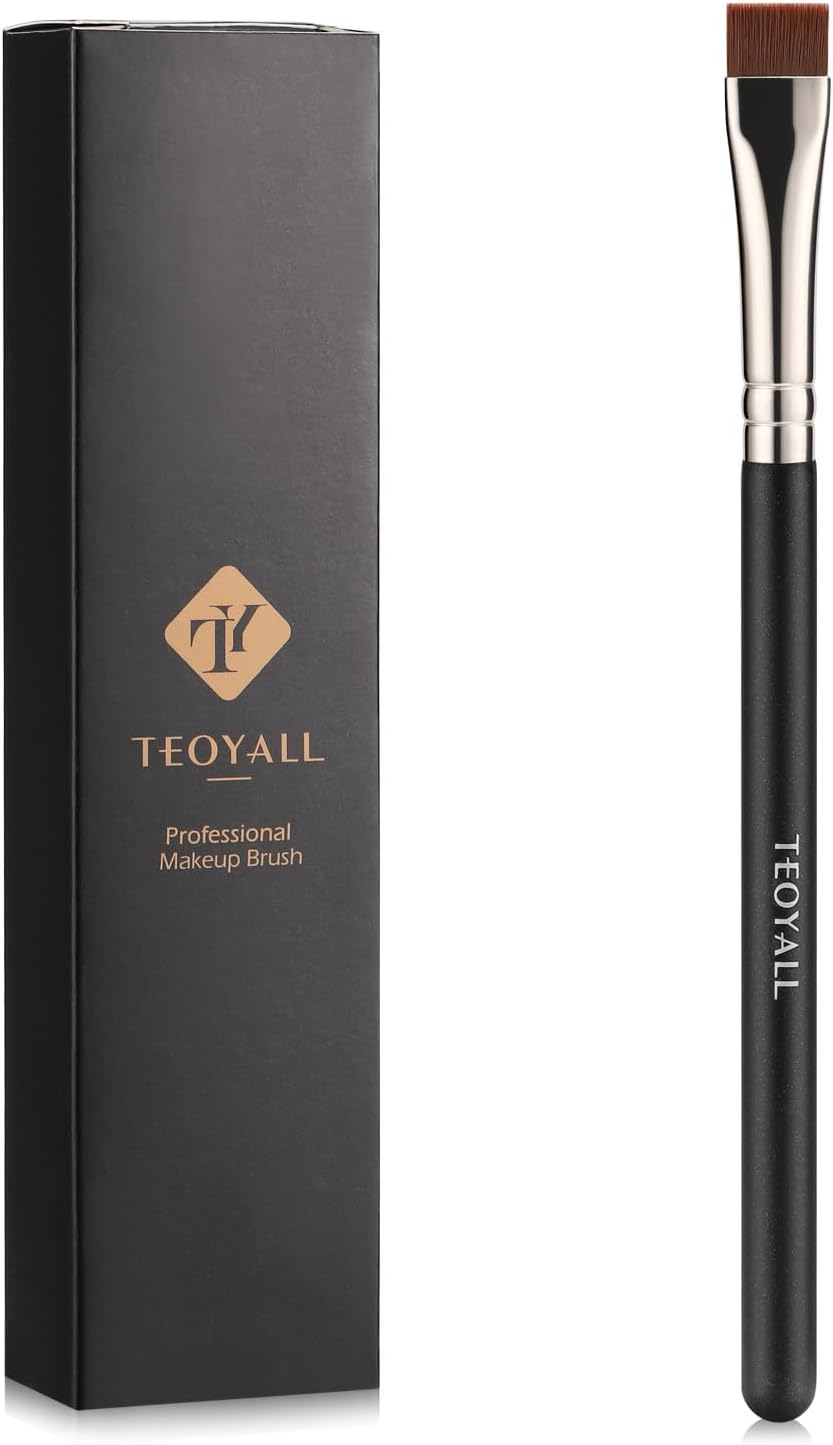 TEOYALL Thin Flat Eyeliner Brush, Precise Eyebrow Definer Brush, Concealer Brush for Cover Blemishes (Multifunctional Flat Brush)