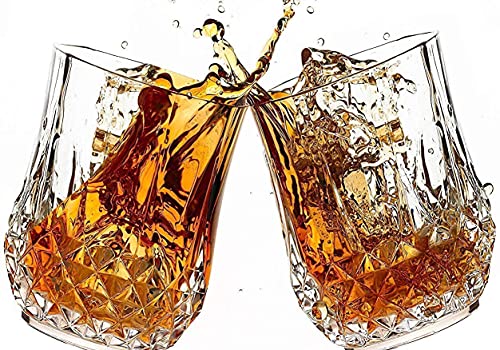 Image of Plastic Whiskey Glass Set of 6 (300ml) Plastic Unbreakable Stylish Transparent Glass Set (Round Diamond Glass)