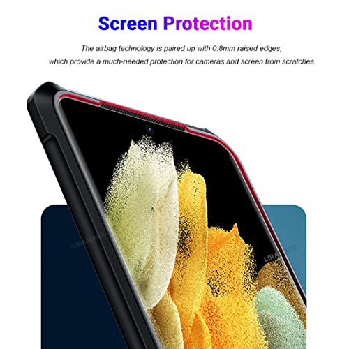 Image of LIRAMARK Transparent Clear Shock Proof Back Cover Case Designed for Samsung Galaxy S22 Ultra (Black)