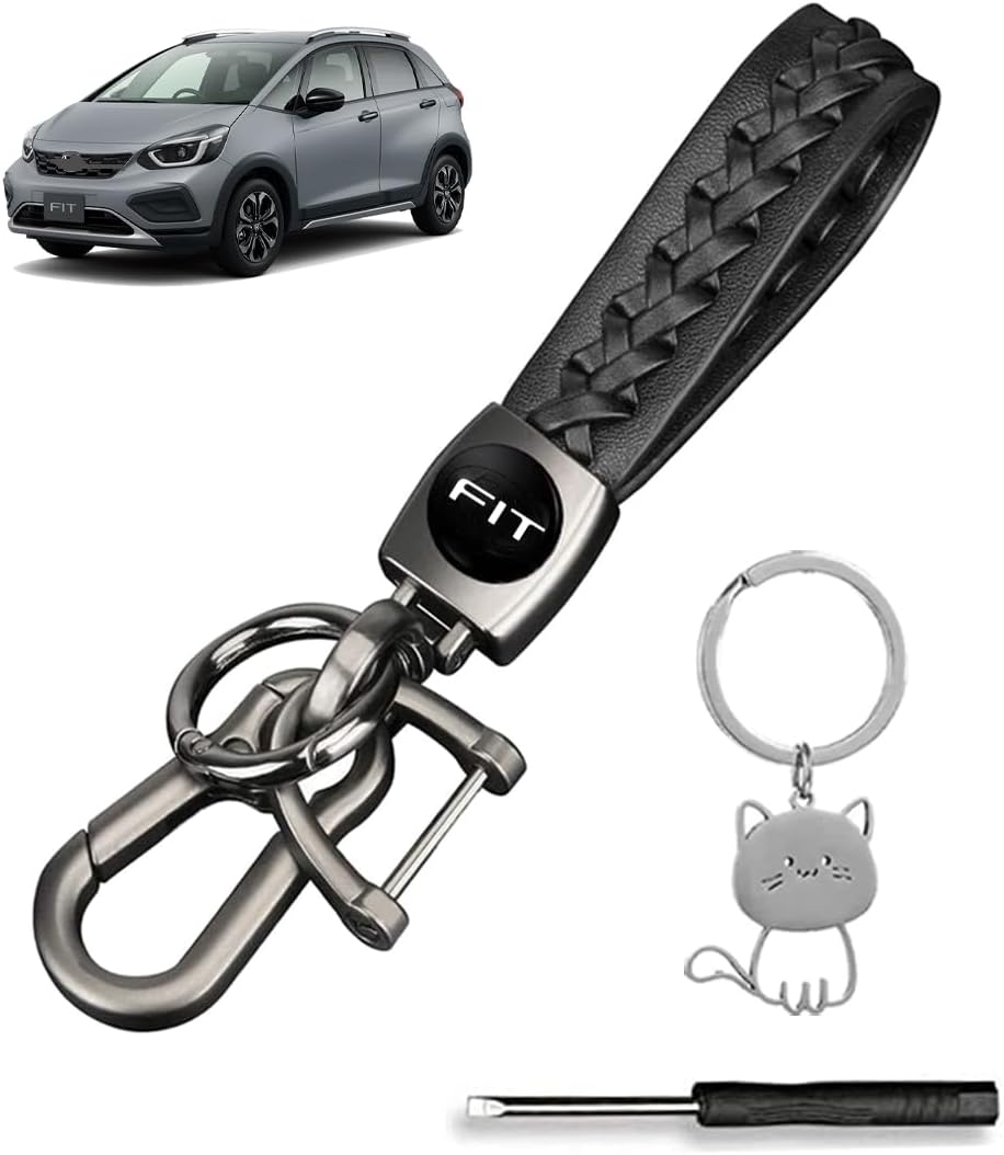 Car Key Holder, Car Specific Logo, Key Ring, Key Chain, Key Case, Genuine Leather, Rustproof, Carabiner Strap, Good Texture, Anti-Loss, Simple, Stylish, Black, Fit