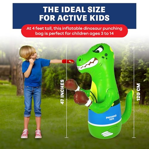 Inflatable Dinosaur Punching Bag for Kids – 47" Bounce-Back Punching Toy – Birthday, Indoor & Outdoor Fun for Toddlers - Image 3