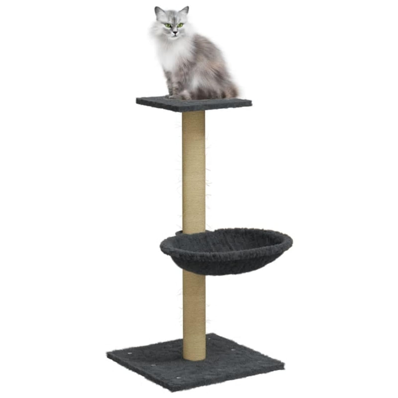 Homgoday Jouet chat arbre griffoir arbre à chat avec poteau griffoir Sisal gris foncé 74 cm