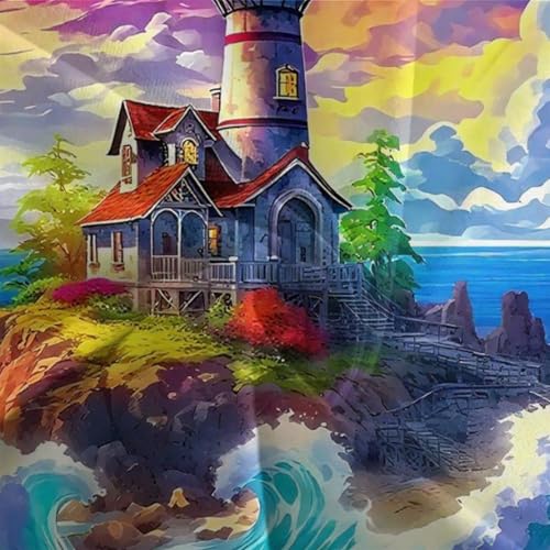 Housse de couette 3D phare 200x200cm avec fermeture éclair cachée durable