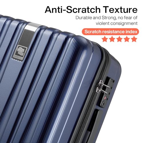 Image of Hanke Luggage Sets 3 piece Carry On Luggage with Wheels PC Hard Shell Suitcases Lightweight Checked Travel Luggage Large Travel Suitcase Woman Men 20 /24 /29 Inch(Dark Blue)