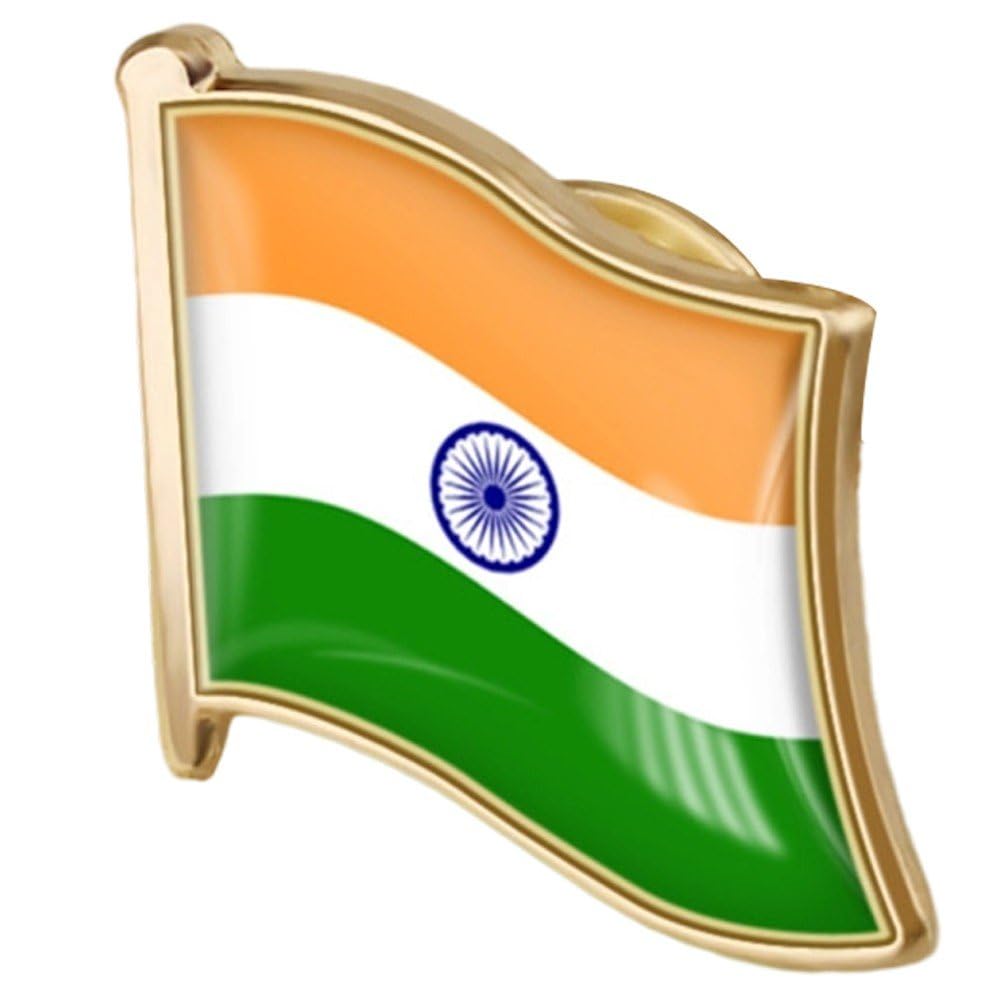 Sanfly Round India Flag Brooch Pin, Metal India Flag Lapel Pin Patriotic Indian Badges Pin Indian Flag Pins Badge Souvenir Gifts For Hat Clothes Backpack