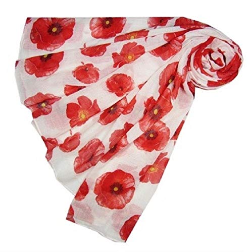 DIVISTAR Écharpe à imprimé coquelicot pour le jour du Souvenir - Blanc avec coquelicots rouges Cover