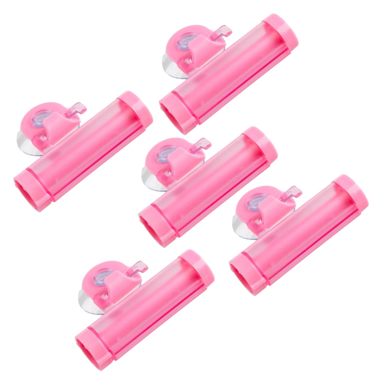 TOVINANNA 5pcs Facial Squeezer Toothpaste Squeezer Toothpaste Tube Squeezer Tootpaste Toothpaste Clips Foldable Lattice Wine Rack Toothpaste Tube Roller Squeezer Dispenser Pink