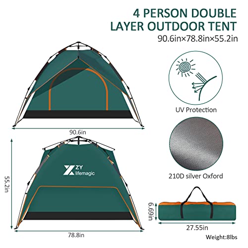 ZYLifemagic-Pop-Up-Camping-Tent-Lovers-Family-Double-Layer-Outdoor-Tent-Portable-Instant-Tent-Automatic-Tent-Waterproof-Windproof-Anti-UV-for-Travel-Hiking-Family