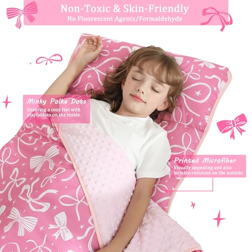 Image of Toddler Nap Mat for Preschool 50''x30'' Sleeping Mat with Removable Pillow and Minky Blanket for Kids Ages 3-7 Roll Up Soft Sleeping Bag for Boys Girls Kindergarten Daycare Sleepover