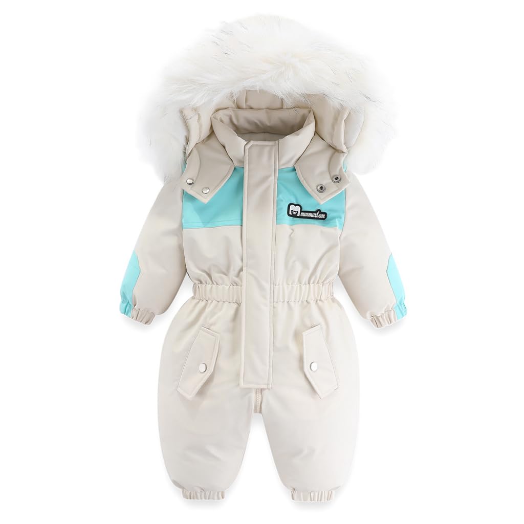 BRONG BéBé Hiver Combinaison de Neige Garçon Fille Capuche Barboteuse Enfants Polaire Manteau Fermeture éclair Coupe-Vent Vêtements D'Extérieur Combinaison de Ski