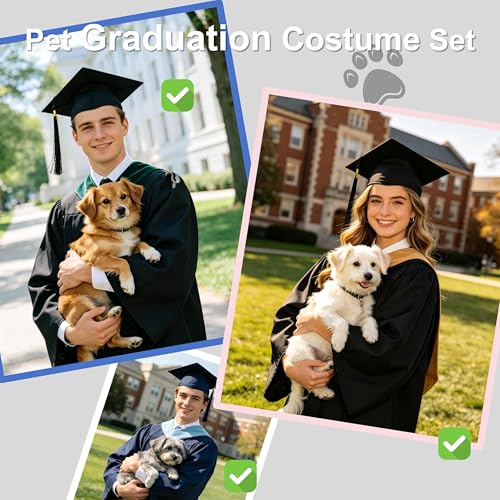 Disfraz de graduación para mascotas 5 piezas, azul marino, talla pequeña miniatura 6