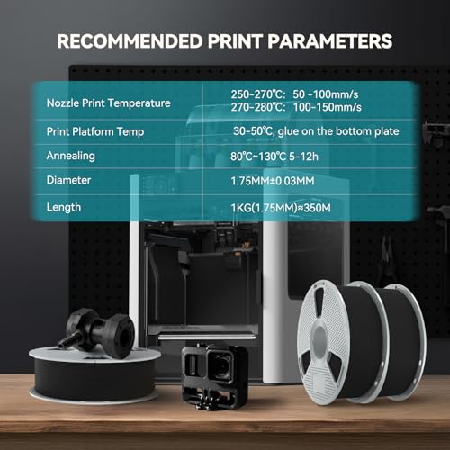 Image of SUNLU Easy PA Nylon Filament 1.75mm - Warp-Free & Easy Printing with Nylon 6+66, Strong, Durable Engineering Filament on a PC Spool,Fit Most FDM Printer,1KG(Black)