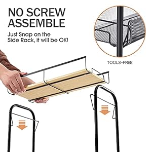 KINGRACK 4-Tier Slim Rolling Cart,Metal Utility Cart,Slide Out Storage Cart with Wooden Tabletop and Mesh Baskets for Narrow Space on Kitchen Bathroom Laundry Room Bedroom Apartments Dormitory, Black KINGRACK 4 Tier Slim Rolling CartMetal Utility CartSlide Out Storage Cart with Wooden Tabletop and Mesh Baskets for Narrow Space on Kitchen Bathroom Laundry Room Bedroom Apartments Dormitory Black