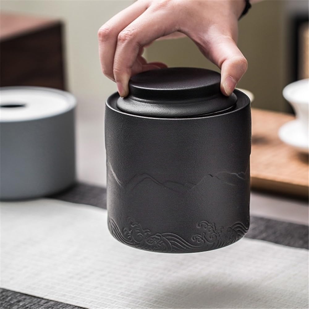 HLTYGWX Teedose, Keramikkanister, versiegeltes Haushalts-Vorratsglas für Kaffee, Zucker, Gewürze, Nüsse (blau)