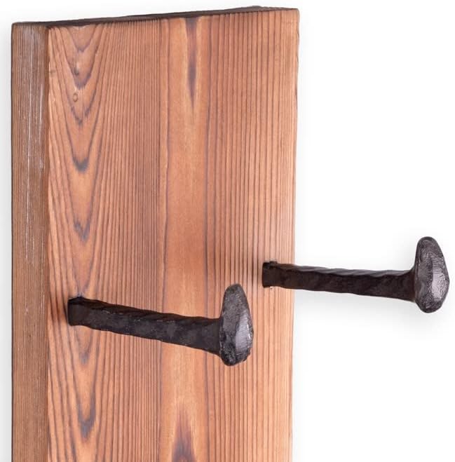 Miniatura 2 de Rustic State Alicante - Estante vertical para vino de madera recuperada montado en la pared, organizador con ganchos de hierro fundido para 5