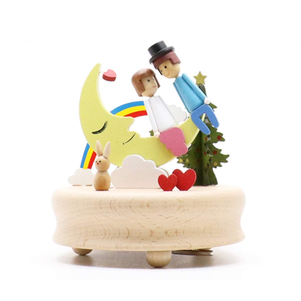 Music Box decoration Couple music boxes,Clockwork Musical Box,Rotating Music Box, Cute Doll Music Box, Wooden Music Box, Give Wedding Gifts Music Boxes (Color : A)