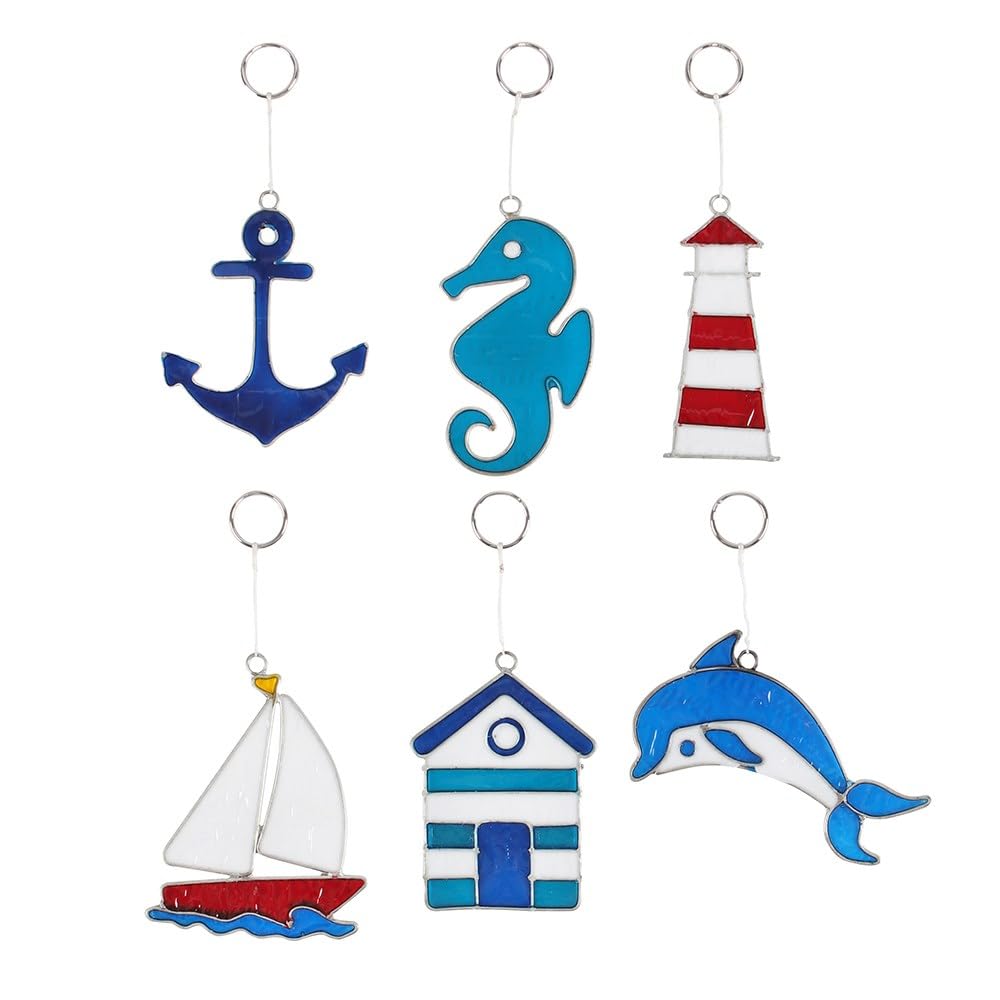 Inevitable Dolphin Nautical Suncatchers, 6 Seaside Designs To Choose From, Anchor, Seahorse, Lighthouse, Sailboat, Beach Hut, Decorative Window Hangings (Dolphin)