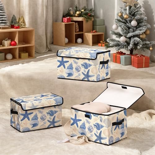 Image of Stackable Clothes Storage Bins with Lids 3 Pack. | Closet Organizers Fabric Cat Printing Box for Home and Office,Blanket Clothes Organizers,Under Bed Storage Containers