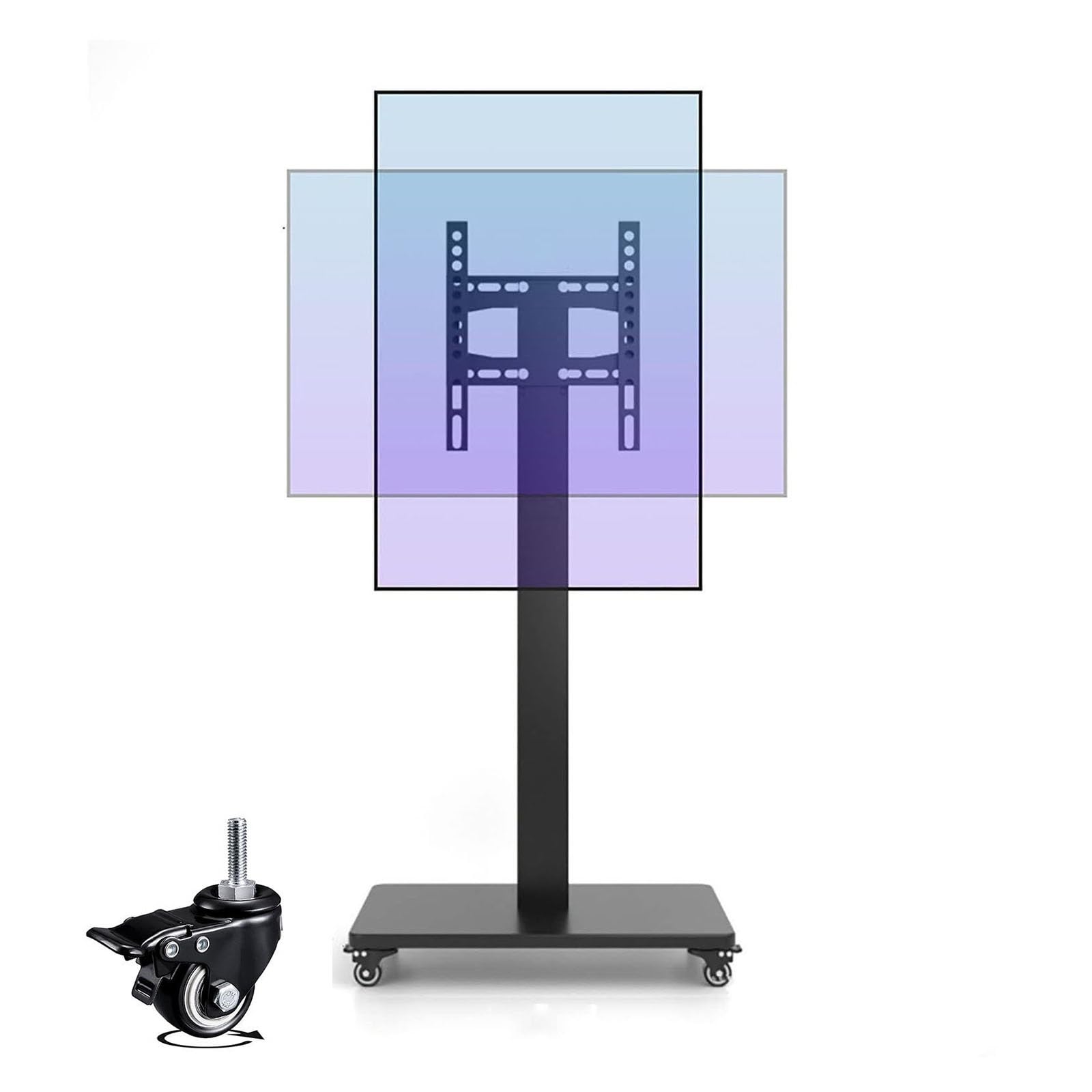 HPTHLY Universal Tv Stand Mobile Tv Cart Stand With Wheels - Mobile Tv Stand With Castors, For 32-65 In Led Flat Screen Heavy Duty Tv Cart Stand, Horizontal And Vertical Scree