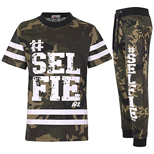T shirt selfie camouflage garçon imprimé graphique ensemble haut et bas souple