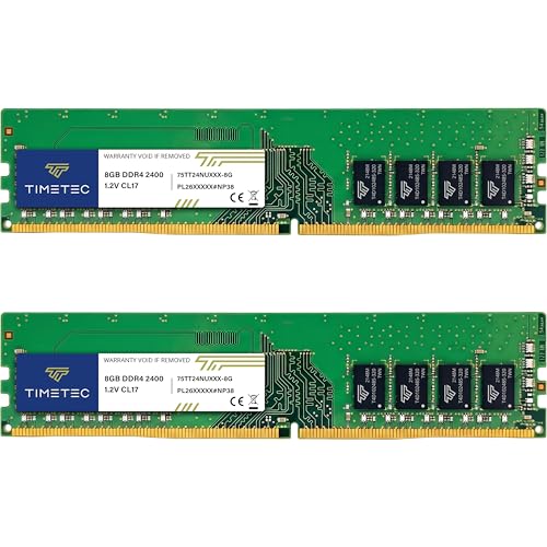 Image of Timetec 16GB KIT (2x8GB) DDR4 2400MHz (PC4-2400T) PC4-19200 UDIMM Desktop RAM - 288-Pin 1.2V CL17 Non-ECC Unbuffered DIMM Memory Module Upgrade