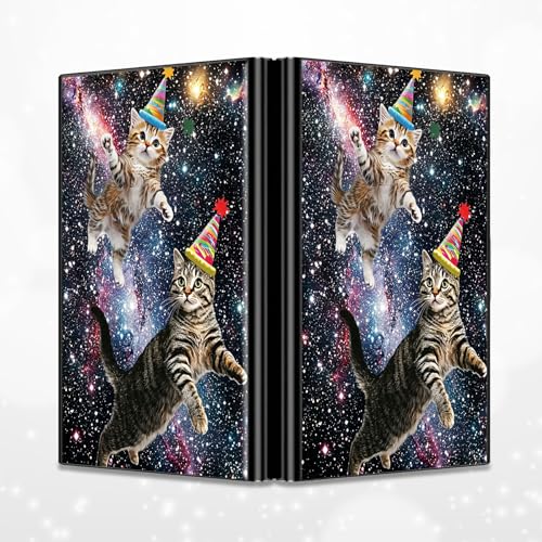 Image of Slim Credit Card Holder, Cats Galaxy Nebula RFID Blocking Metal Wallet for Men & Women, Aluminum Minimalist Hard Case Pocket-Sized Business Cards Organizer (Fits Up to 10 Cards)