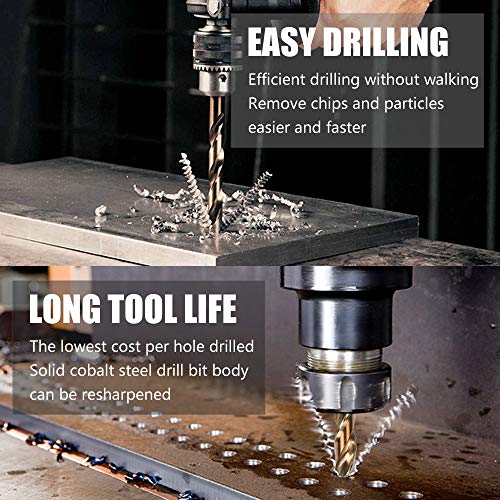 Hymnorq 13/32 Inch Diameter M35 Cobalt Steel Metalworking Twist Jobber Drill Bits 5Pc Pack thumb #5
