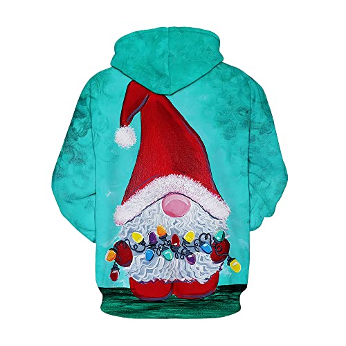 Image of Couple Cute 3D Santa Print Ugly Christmas Kangaroo Pocket Sweatshirt Hoodies Pullover