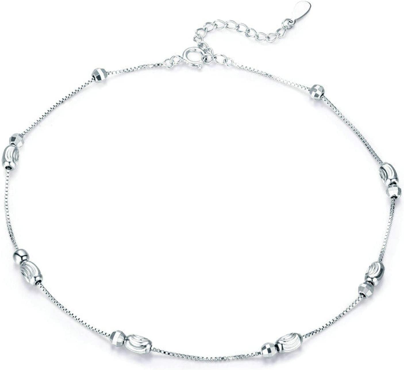 Cavigliere per Donna, Perline scorrevoli in Argento Sterling 925 Cavigliera in Argento per Donna Bracciale con ciondoli per Gamba Accessori per Piede alla Caviglia Moda
