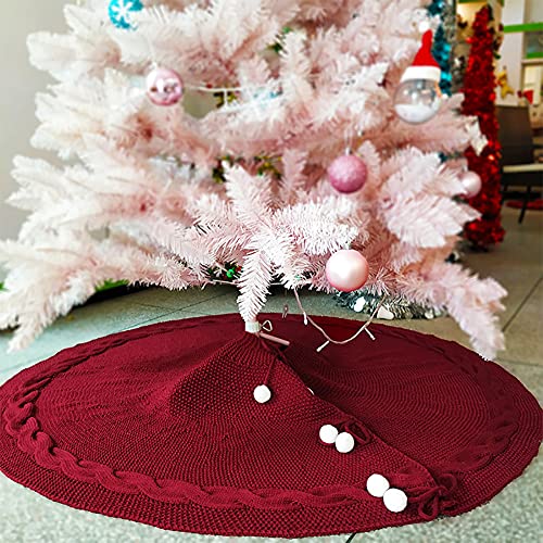 vctops Große gestrickte Weihnachtsbaumdecke Weihnachtsbaumdecke Weihnachtsbaumdecke Decke für Urlaub Party Weihnachtsbaum Dekoration Ornamente (Wein, Durchmesser 121,9 cm) Cover