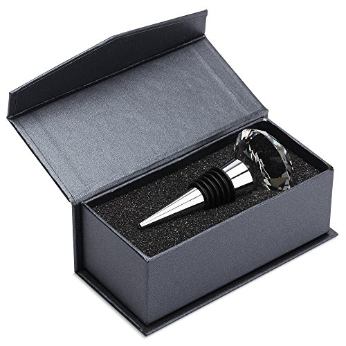 Decorative Metal Wine Stopper with Gift Box – Crystal Top and Silicone Seal