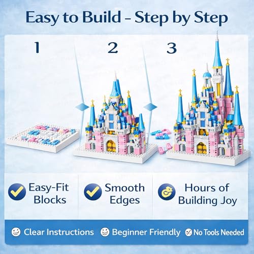 Image of The Little Ones Building & Construction Sets - 1300+ PCS Princess Castle Building Block Toys for Girls Toys for Kids Birthday Gifts DIY STEM Educational Toys for Girls Aged 8-14 Years[Princess Castle