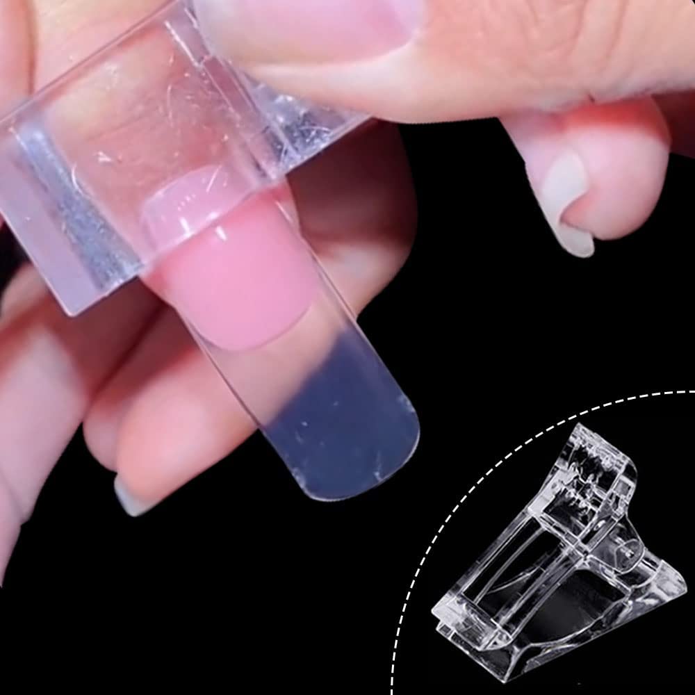 Kiyaan 10pcs Transparent Nail Tip Clips, Poly Quick Building Nail Gel Clamps Acrylic Nail Extension UV LED Builder for DIY Manicure Poly Extension Gel Nails 2