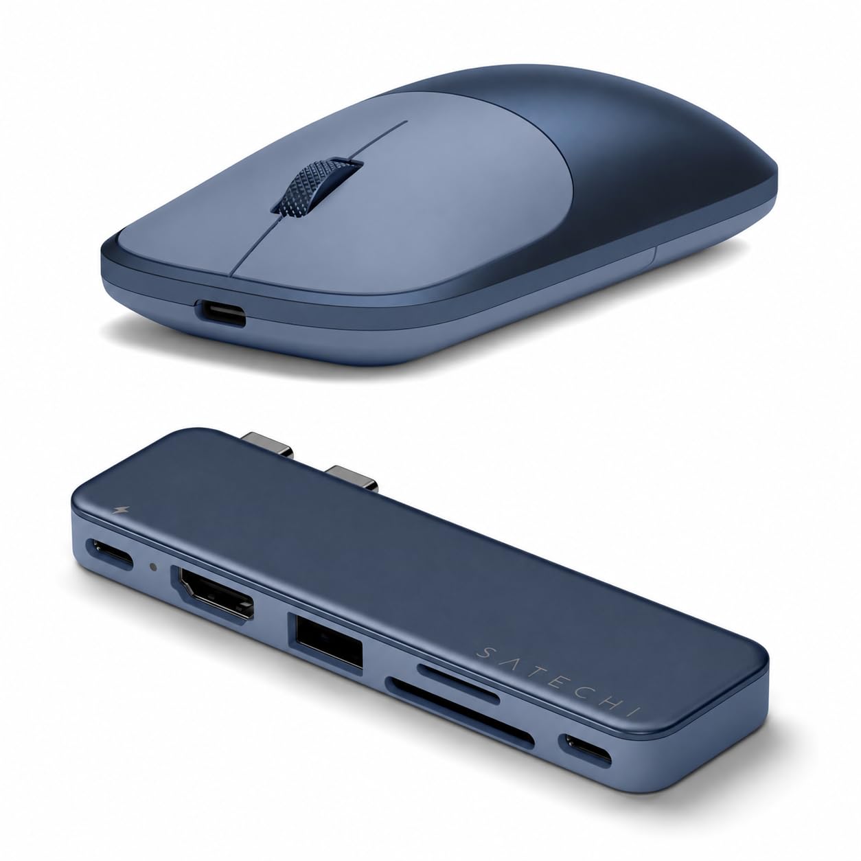 Satechi Bundle Mouse Wireless Slim EX e Hub USB-C Snap 6 in 2 (Indaco) Bundle
