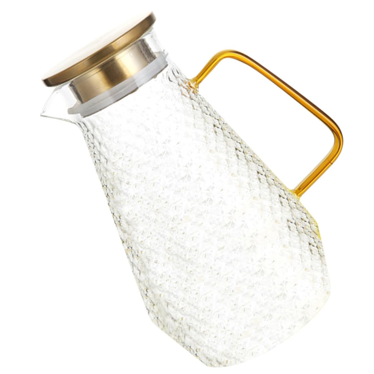 PATKAW Jarra de Agua Fría Tapa Hermética y Vertedor Antigoteo, Ligera y Portátil de Vidrio de Borosilicato 1500ml Adecuada para Té Aromático y Vino en Reuniones o Regalos