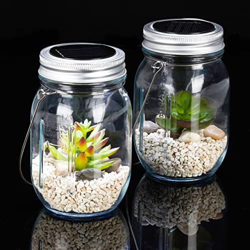 Relaxdays Solarlampe Glas 2er Set, Solarleuchte 4 LEDs, Kaltweiß,...