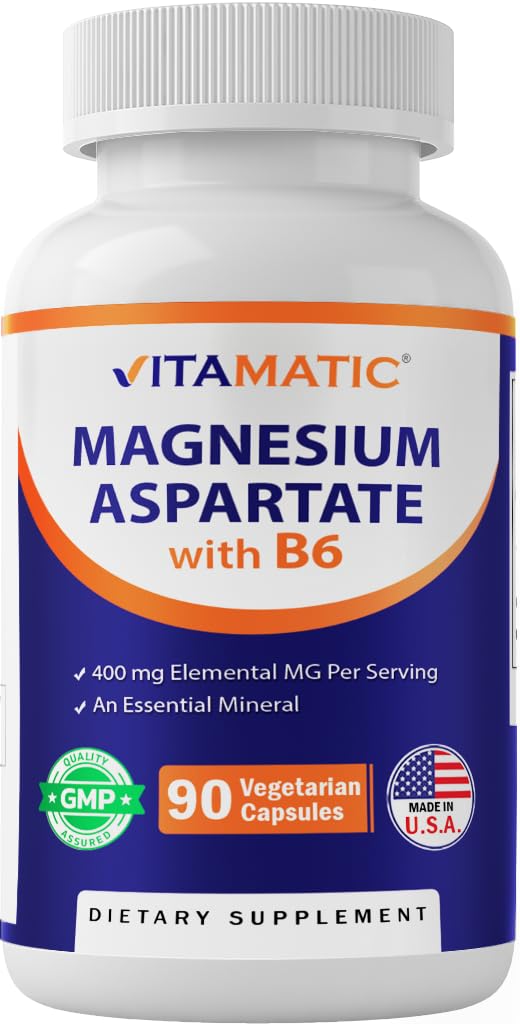 Vitamatic Magnésio Aspartato 400 mg por porção com vitamina B6, 90 cápsulas vegetarianas