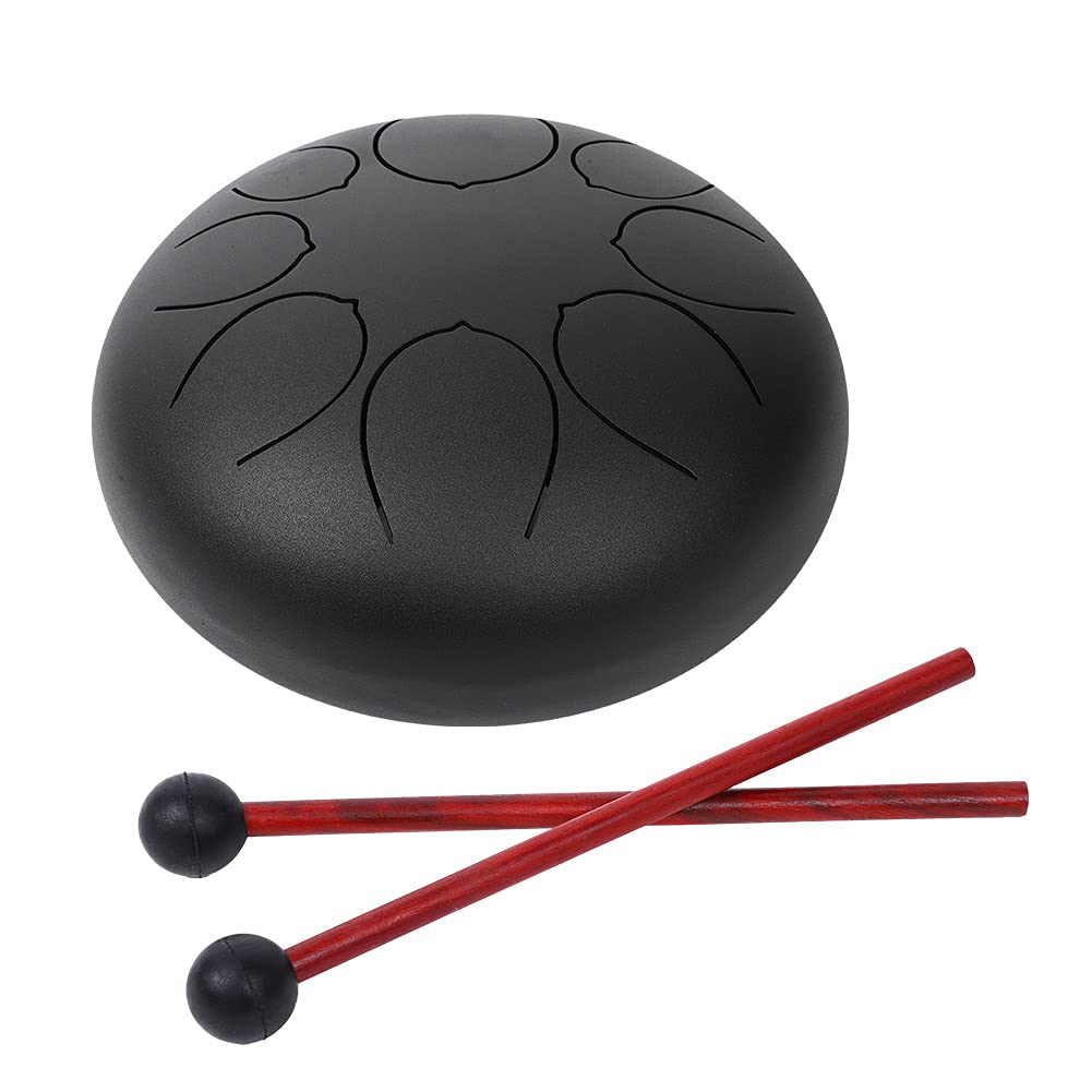 Bediffer MBAT Tamburo con Lingua in Acciaio da 10" Suono Bellissimo G/A/C/D/E/G/A/B per Yoga e Meditazione Borsa Inclusa (Nera)
