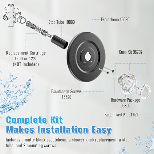 Image of Enhon Tub and Shower Trim Kit, Shower Trim Compatible with Moen Chateau T470 Single Handle Tub /Shower Standard Valve, Escutcheon Screws Tube and Handle(Matte Black, Knob)