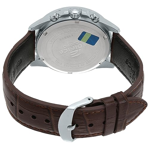 Image of Casio Edifice EFR-526L-7BVUDF Beige Analog Dial Brown Leather Band Men's Watch Chronograph 100M Water Resistant EX303